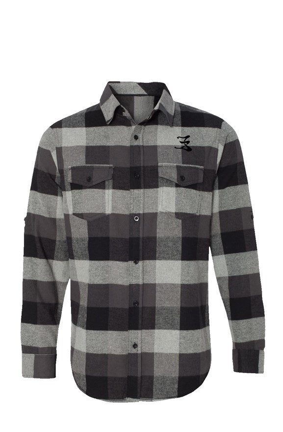 Long Sleeve Flannel Grey And Black logo #1