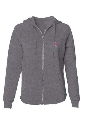 Womens Lightweight Wash Zip Hoodie logo #1,2