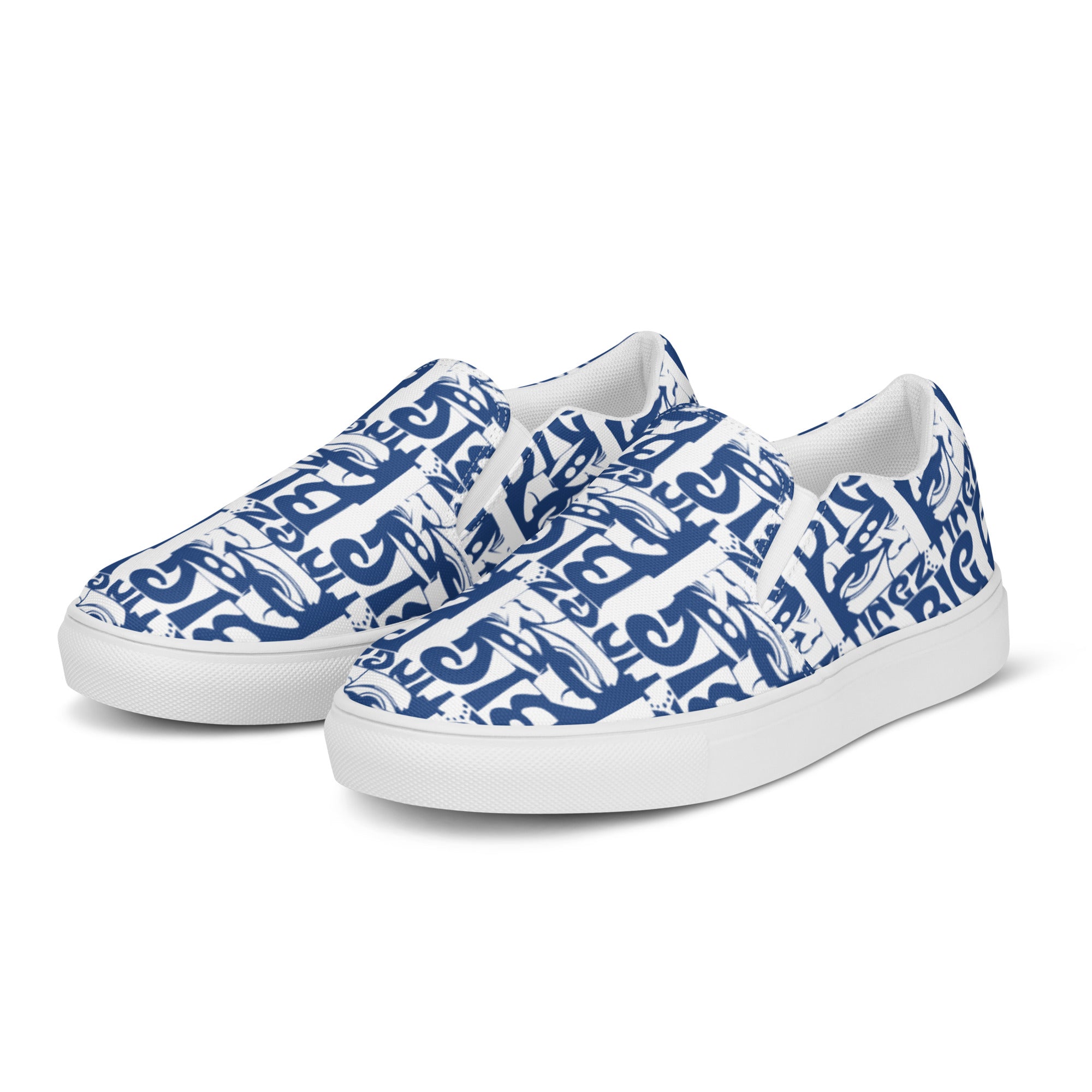 Men’s slip-on canvas shoes blue logo #1