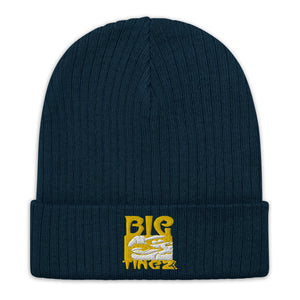 Open image in slideshow, Ribbed knit beanie yellow logo #2
