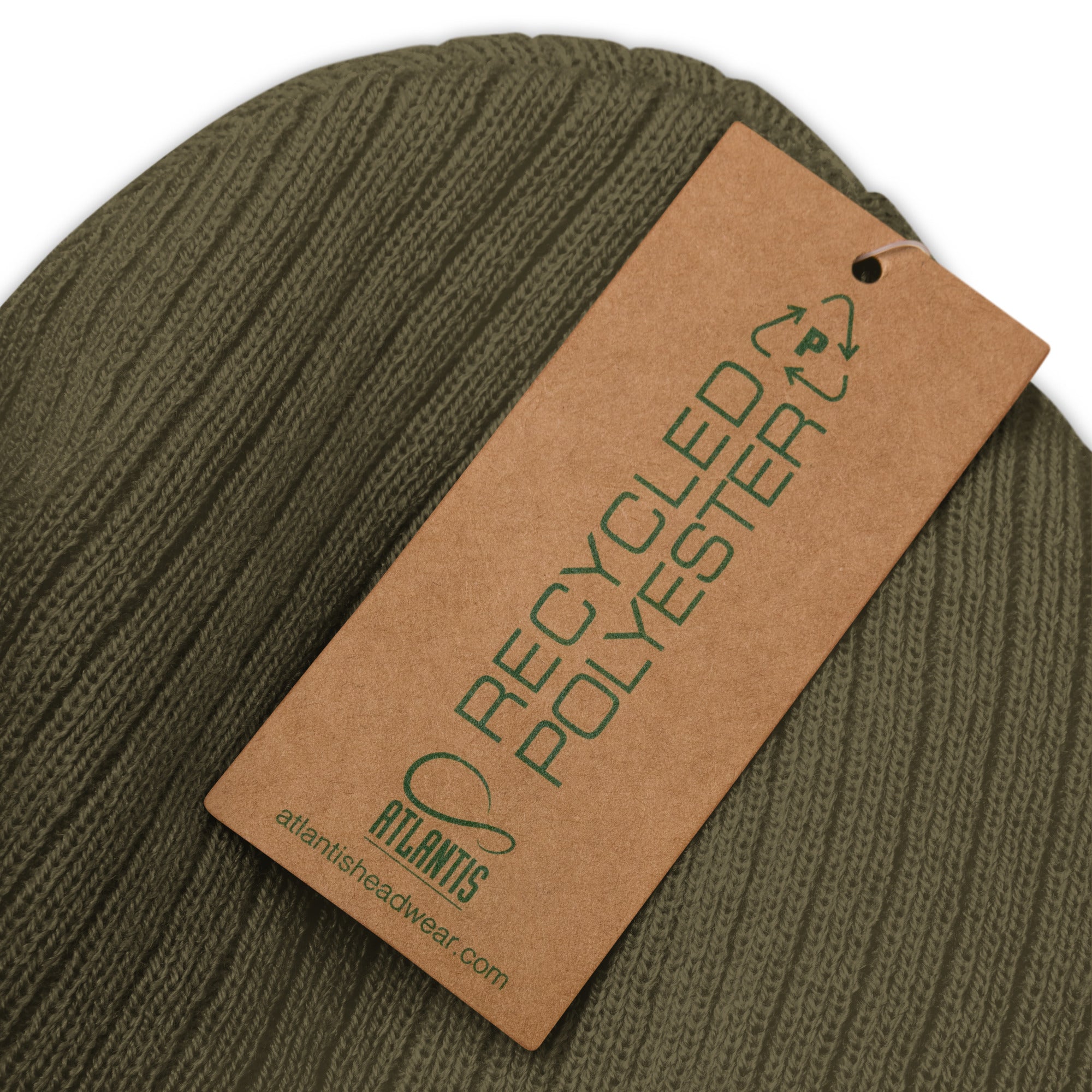 Ribbed knit beanie green logo #1