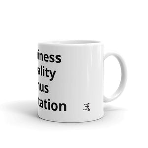 Open image in slideshow, White glossy mug (happiness is reality minus expectations)
